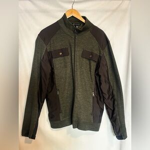 I-N-C Sz L Olive Green Zip Up Casual Outdoor Lightweight Cotton Blend Jacket